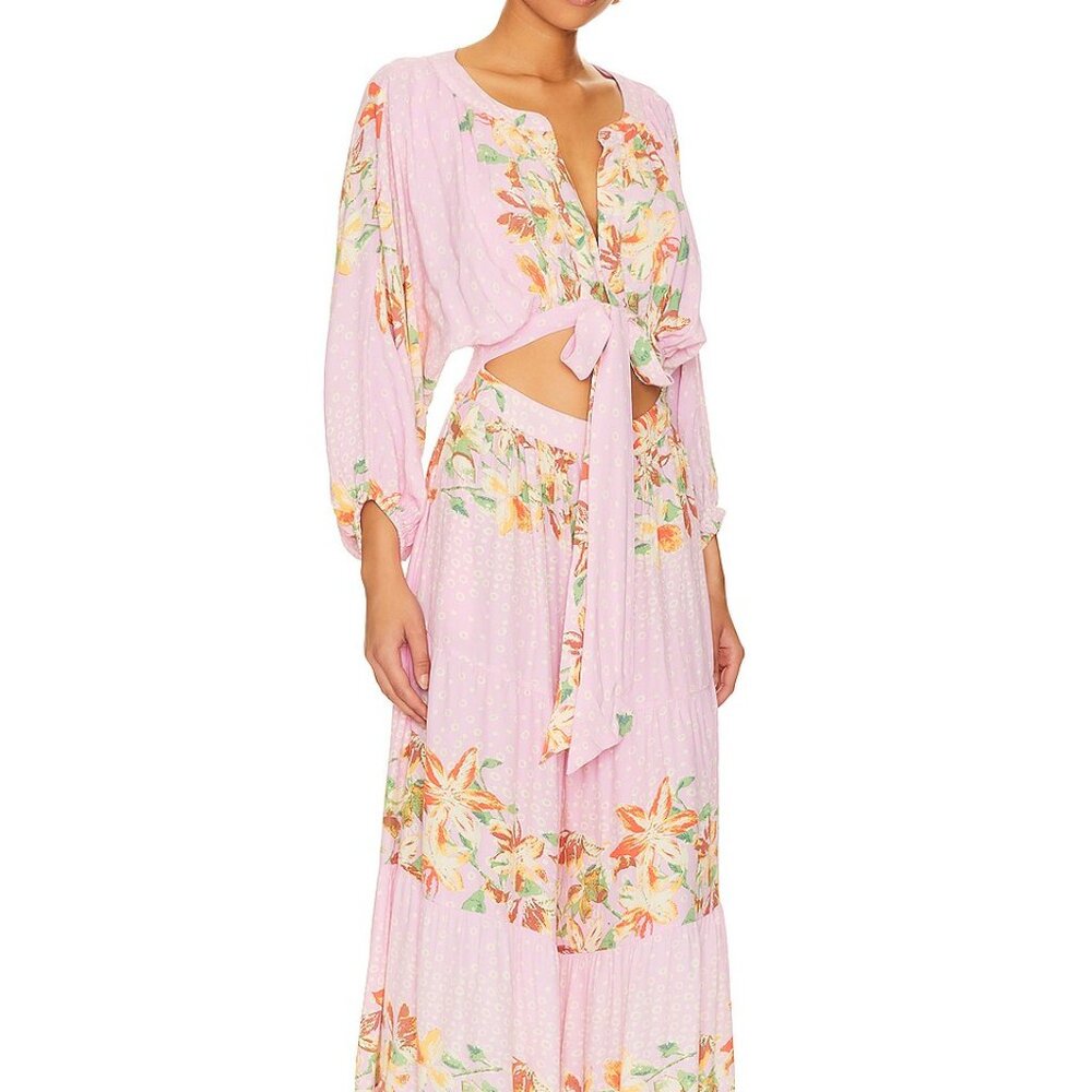 Free People Pink Floral Wide Leg Jumpsuit